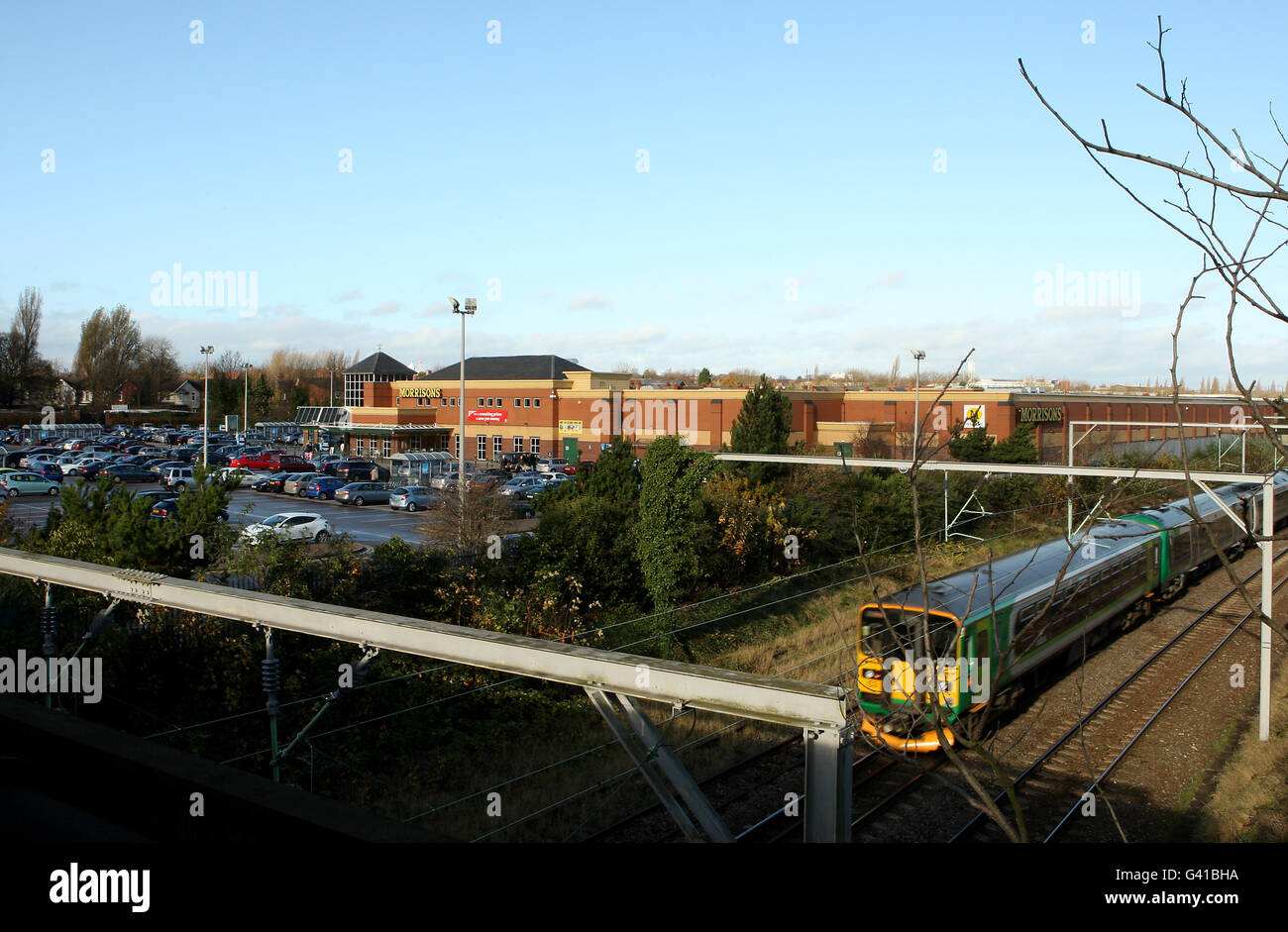 A general view of the site of the former home of Walsall Football Club, Fellows Park. Used by the club from 1886 until 1990 when the club moved to the current Bescot Stadium. The area is now the site of a Morrisons Supermarket development. Stock Photo