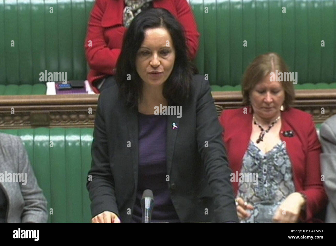 Shadow Communities Secretary Caroline Flint speaking in the House of Commons. Stock Photo