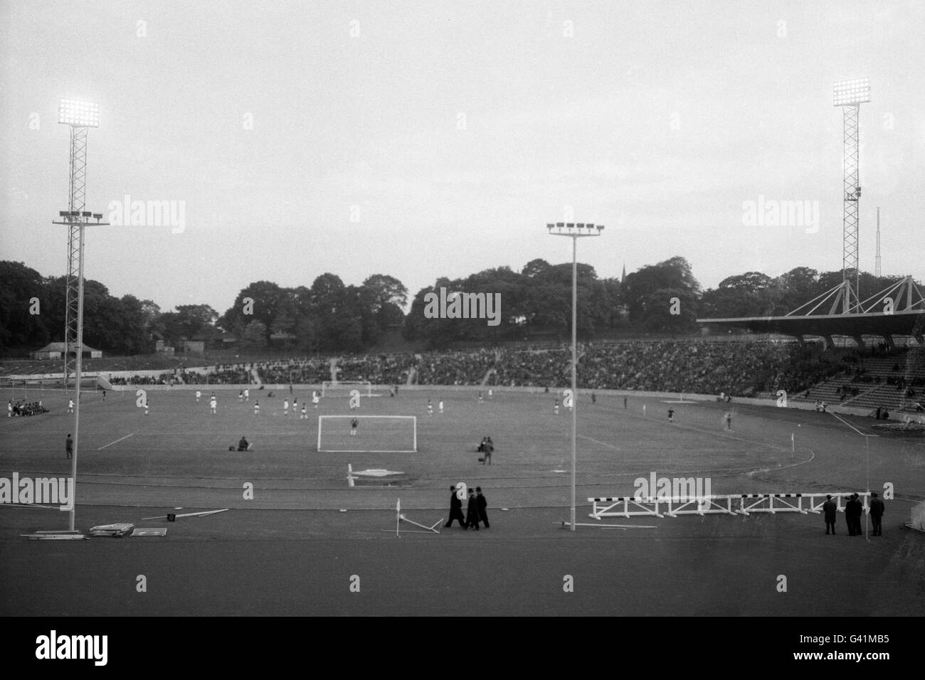 The inaugural soccer match at the new Crystal Palace Stadium, in aid of ...
