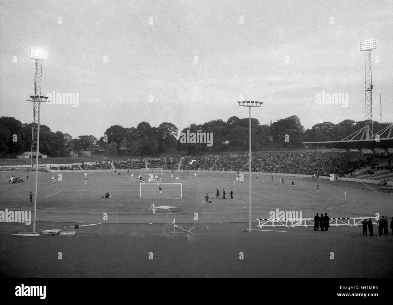 The inaugural soccer match at the new Crystal Palace Stadium, in aid of ...
