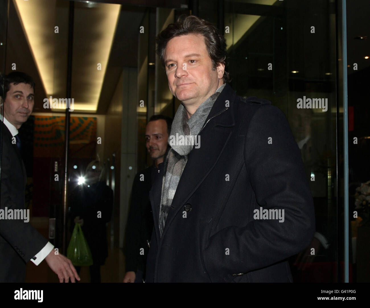 Actor Colin Firth arriving for a Meet the Filmmakers: The King's Speech' event at the Apple Store on Regent Street, central London. Stock Photo