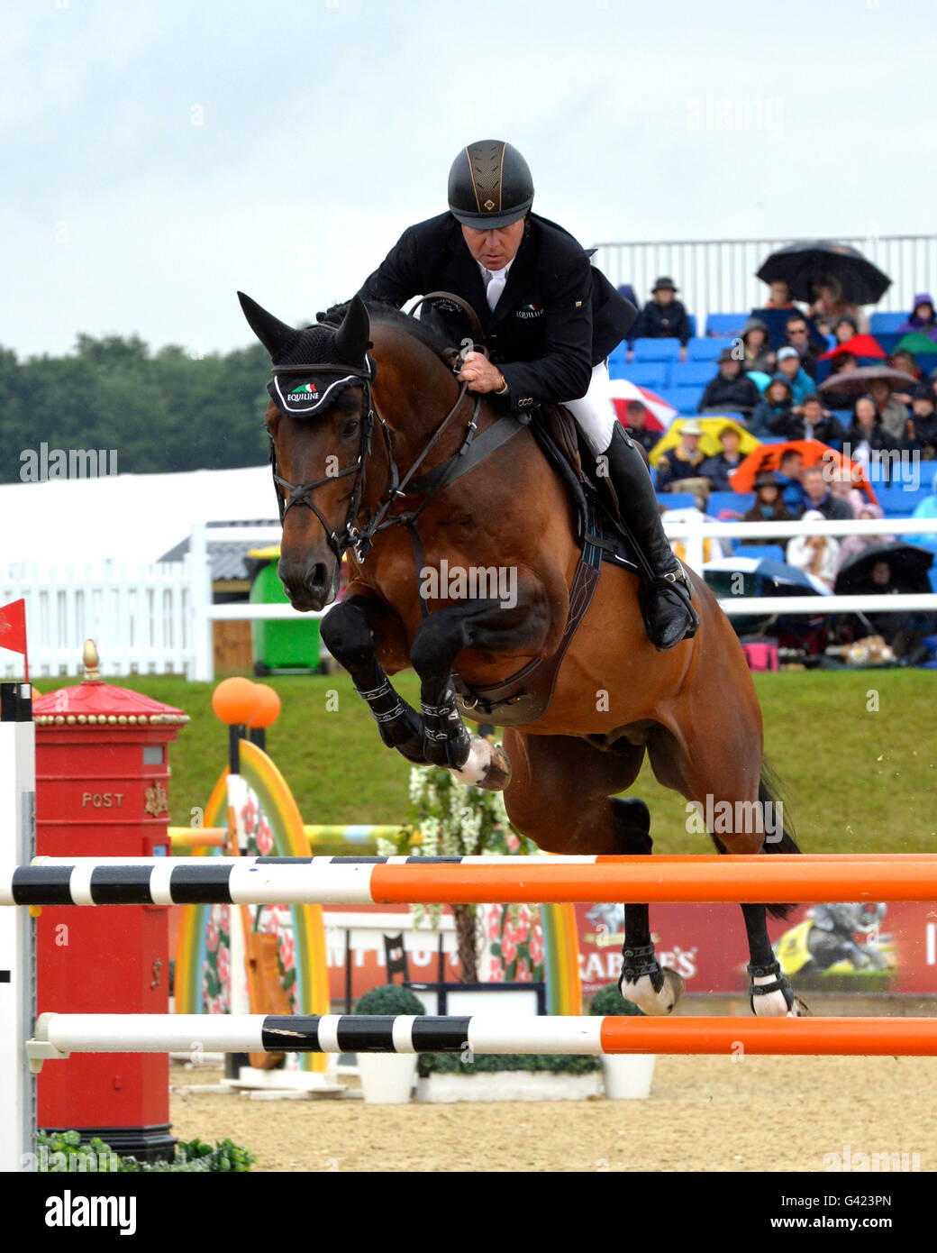 Cheshire, UK. 16th June, 2016. Olympic Gold Medal pairing of Nick Skelton on Big Star  competing yesterday and over this weekend at the Bolesworth International Showjumping Show in Cheshire Credit:  Trevor Meeks/Alamy Live News Stock Photo