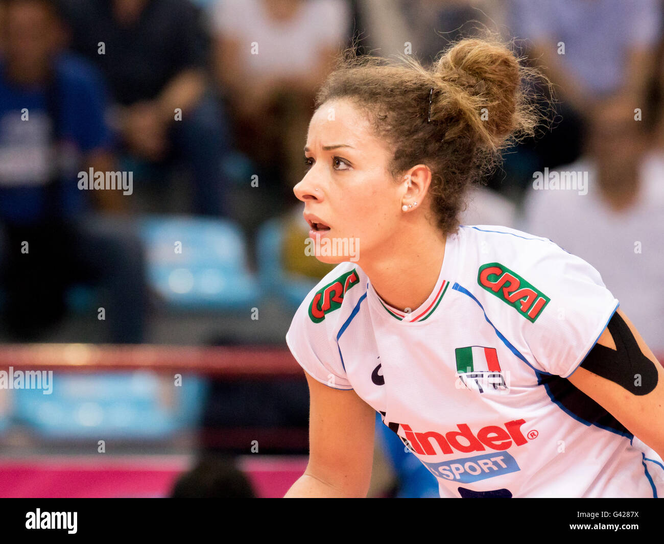 Bari, Italy. 17th June, 2016. Monica De Gennaro from Italy in action during the FIVB World Grand Prix 2016 Pool F1 Group 1 Women match between Thailand and Italy at PalaFlorio sports hall. Nicola Mastronardi/Alamy Live News Stock Photo