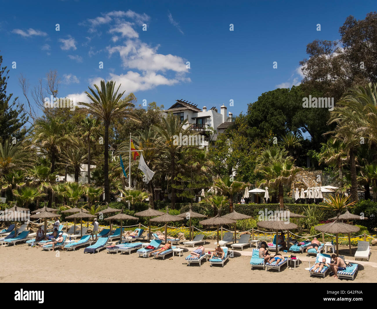 Nagueles - Marbella Club Hotel Beach. Marbella, Malaga province, Costa del  Sol, Andalusia, Spain Europe Stock Photo - Alamy