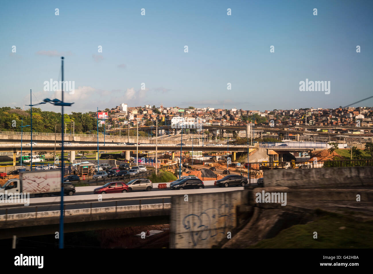 Traffic at the outskirts of Salvador, Bahia, Brazil Stock Photo