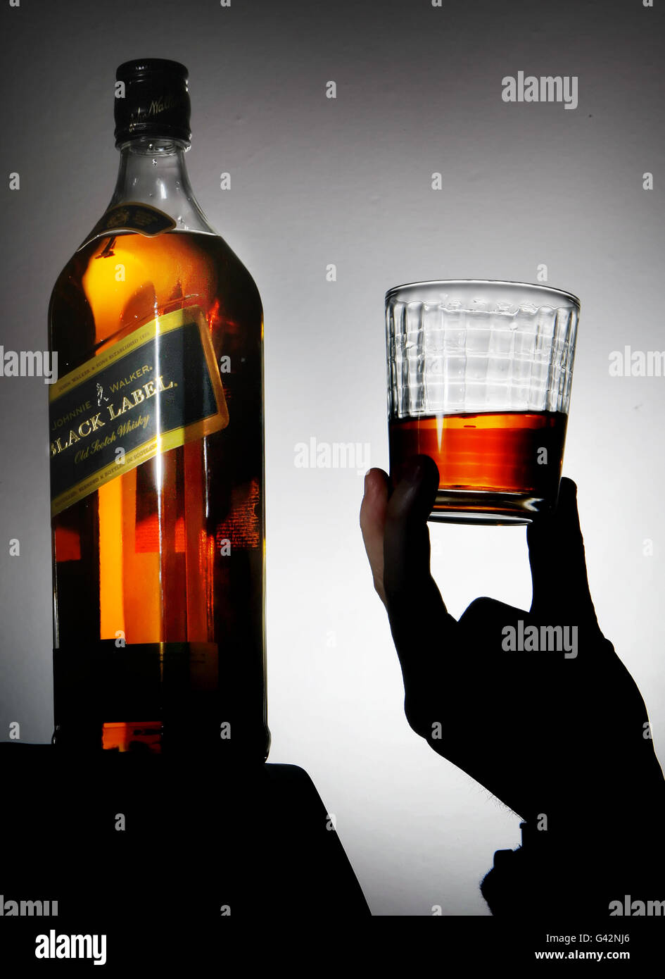 Stock photograph showing Johnnie Walker Black Label whisky made by FTSE