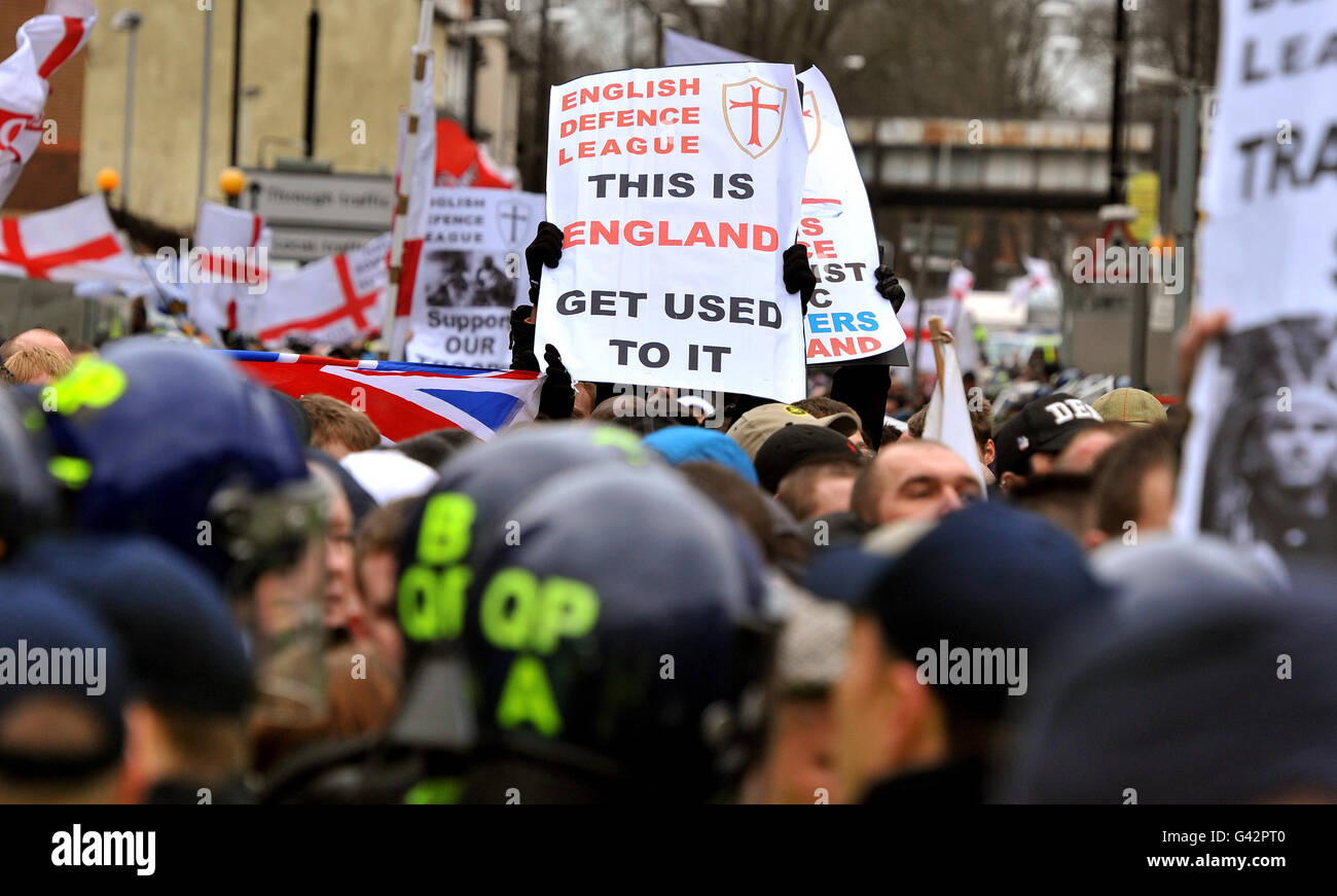 After marching short way through luton to the town centre hi-res stock ...