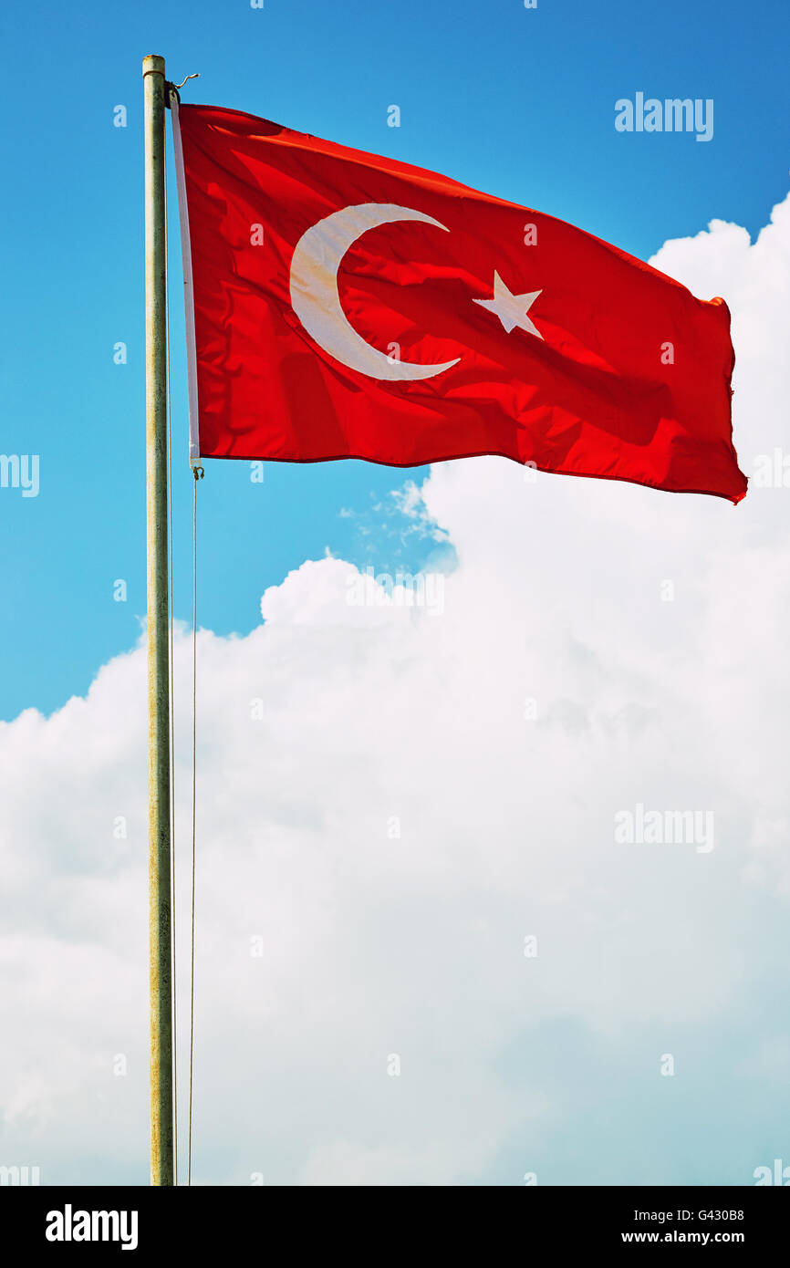 Close up of the Turkish flag. Stock Photo