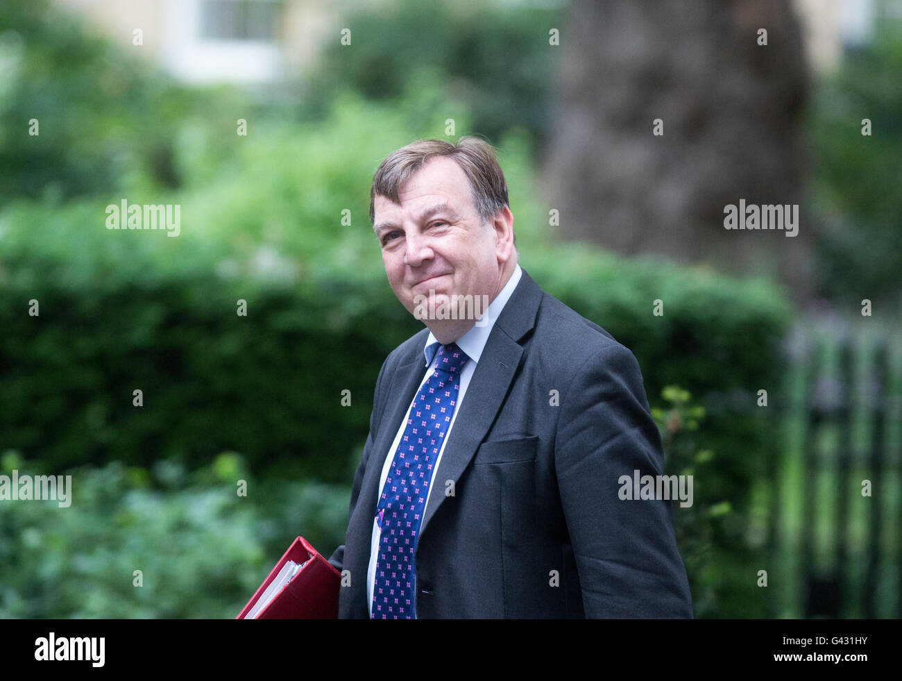 John Whittingdale, Secretary of State for Culture, Media and Sport,at Number 10 Downing street for a cabinet meeting Stock Photo
