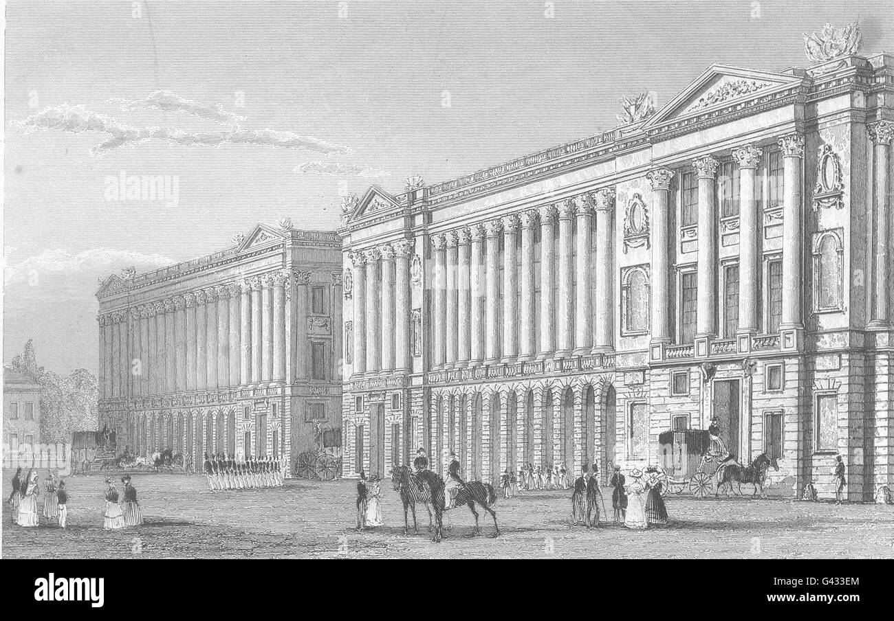 PARIS: Garde Meuble, Veŕs la Place Louis XVI, antique print 1831 Stock Photo