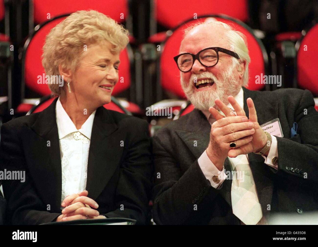 Labour MEP Glenys Kinnock talks with actor/director Sir Richard Attenborough at the party conference in Brighton today (Thursday). Stock Photo