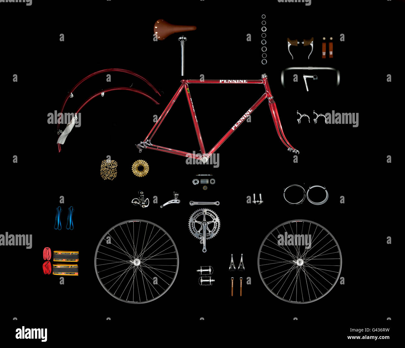 Component image of a vintage cycle that could be used for cycling events. Stock Photo