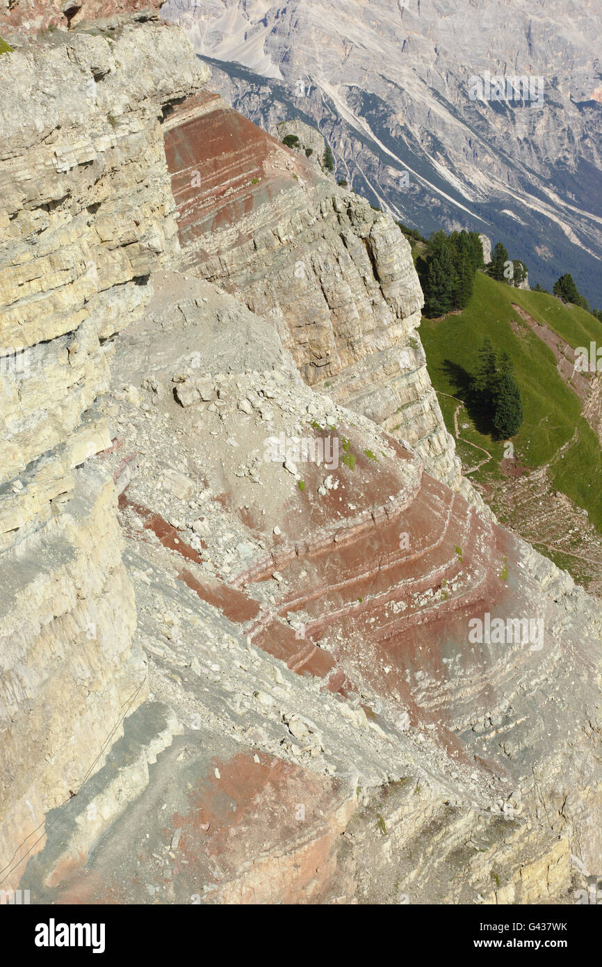 Raibl Formation (Triassic), base of Tofana, Dolomites, Italy Stock Photo