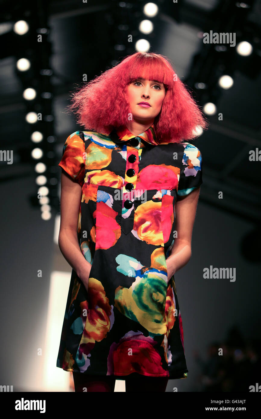 Paul Costelloe Catwalk - London Fashion Week. A model on the catwalk at