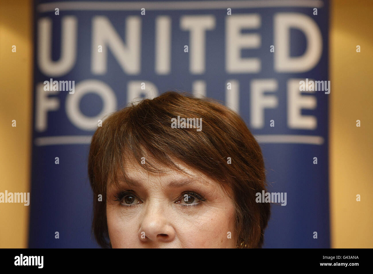 Dana Rosemary Scallon in the Fitzwilliam Hotel Dublin today, during the press conference together with Ireland United for Life where they challenged cross party leaders and candidates to pledge to defend human life at all stages from conception to natural death. Stock Photo