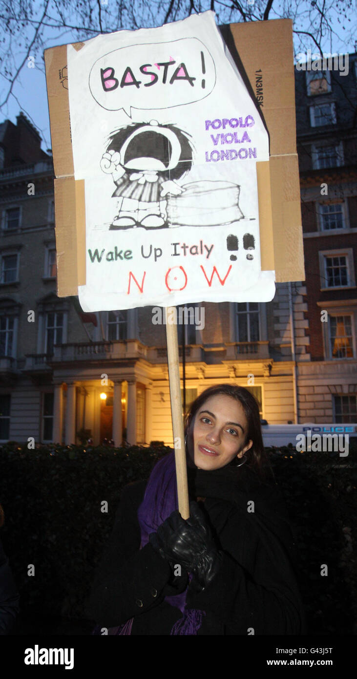 Berlusconi protest Stock Photo