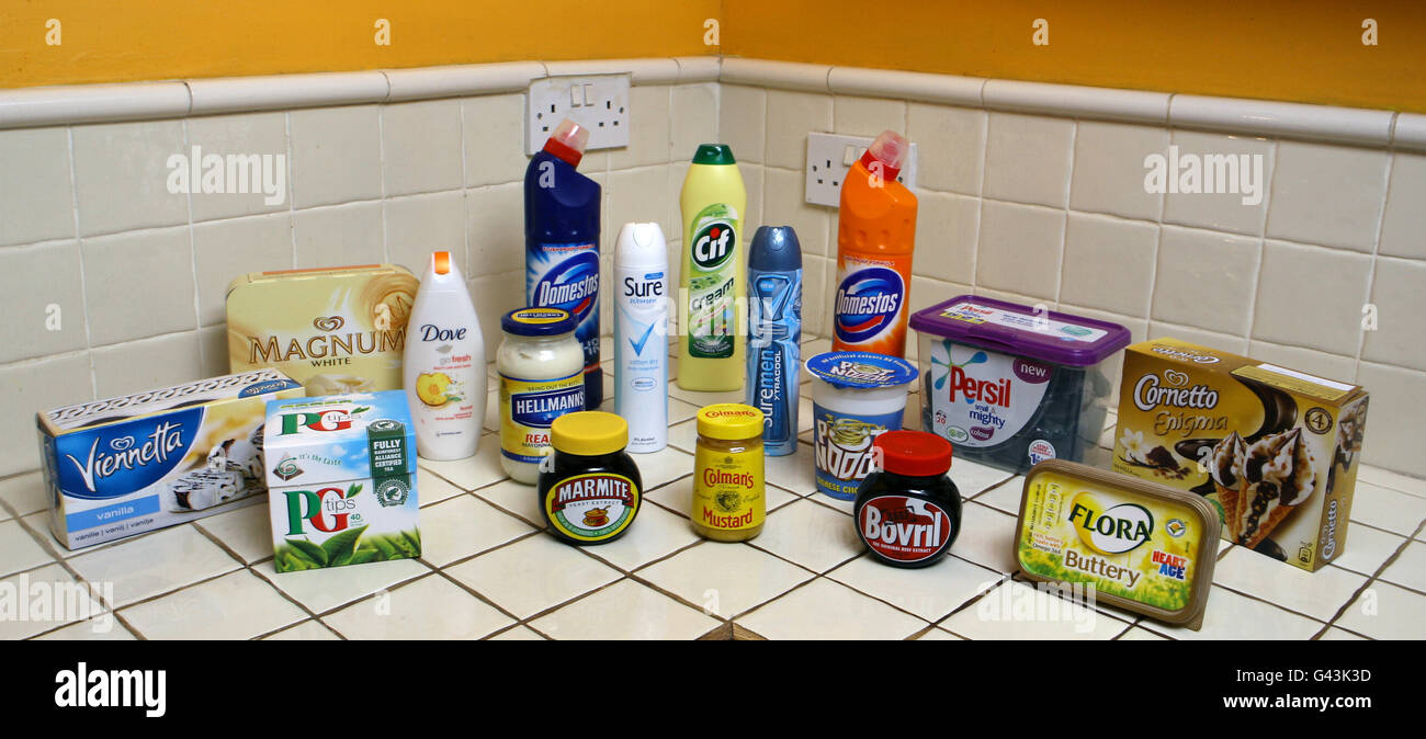 Generic shot of products made by FTSE 100 company Unilever Stock Photo
