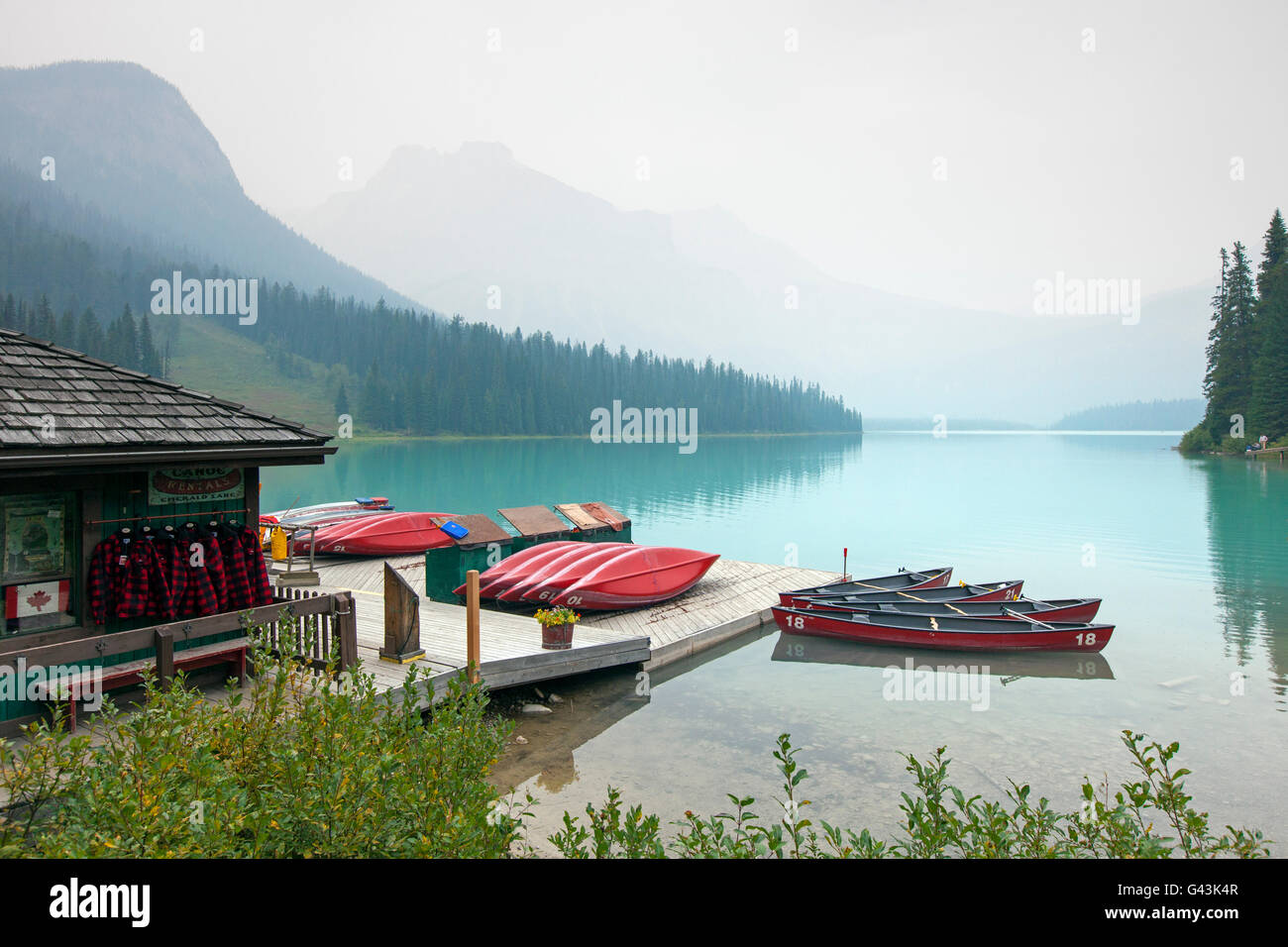 Canoe rental boathouse at Emerald Lake, Yoho National Park, British
