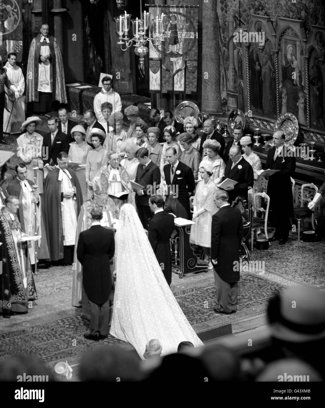 Princess alexandra angus ogilvy during their wedding at westminster abbey  Black and White Stock Photos & Images - Alamy