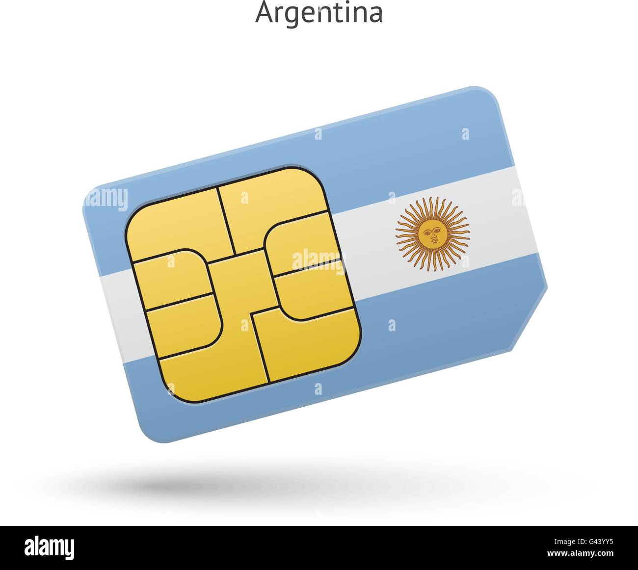 Argentina mobile phone sim card with flag. Stock Vector