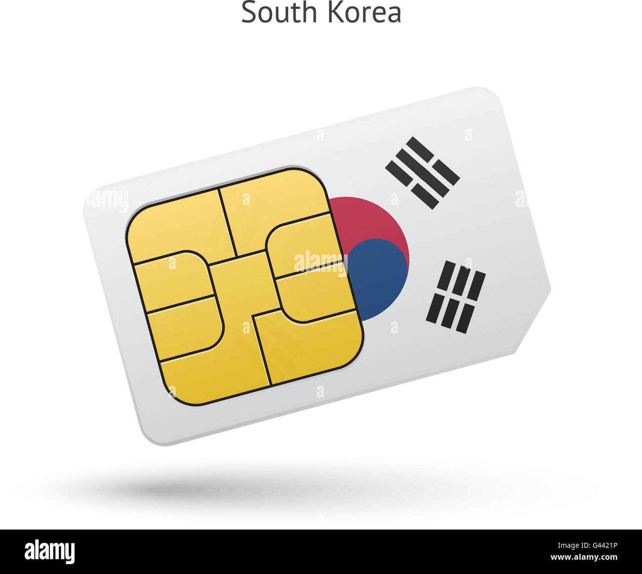South Korea mobile phone sim card with flag. Stock Vector