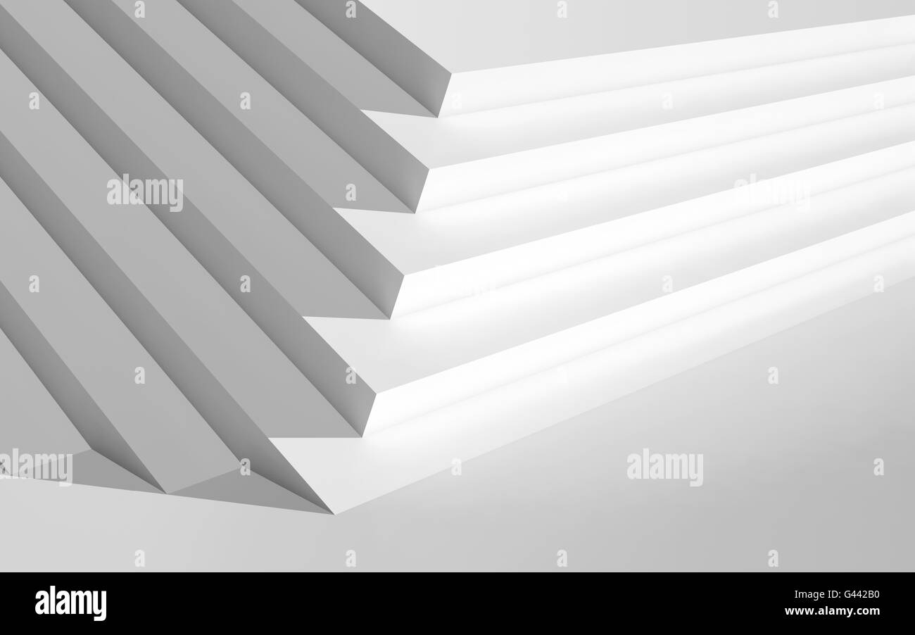 Abstract architecture background, white contemporary interior, 3d illustration Stock Photo