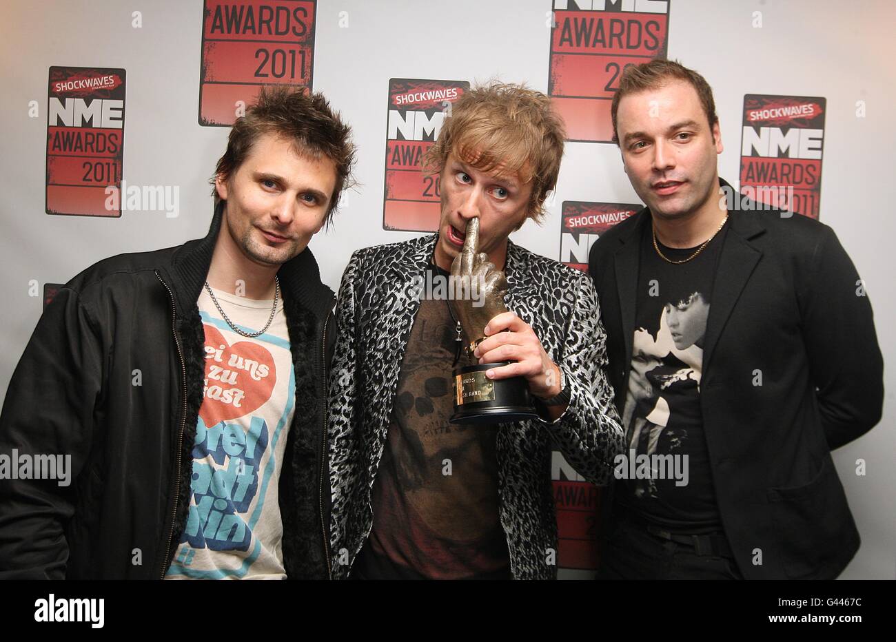 Muse with the Hottest Man award, awarded to Matt Bellamy during the 2011 NME Awards at the O2 Academy, Brixton, London Stock Photo