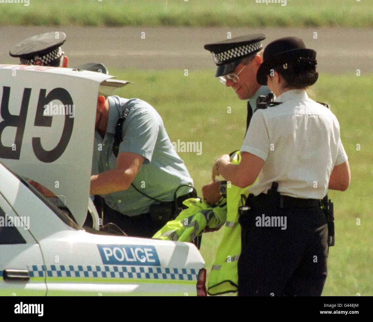 Police attend the scene at Stansted Airport today (Tuesday) after a hijacked Sudanese jet was redirected there from Cyprus. See PA story HIJACK Stansted. Picture by Tony Harris/PA Stock Photo