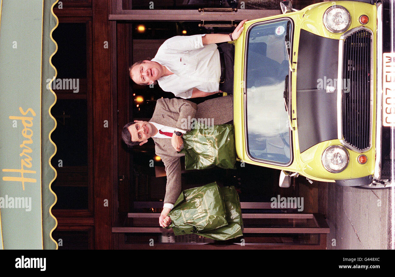 Following the popular television series 'Mr Bean' comes a brand new feature film for the big screen entitled 'Dr Bean'. Rowan Atkinson takes his inept and inimitable character to America where he manages to wreak havoc wherever he goes. Joining Rowan (left) at his Harrods photo call this morning (Sunday) is co star and director Mel Smith. Photo by Louisa Buller/PA. Stock Photo