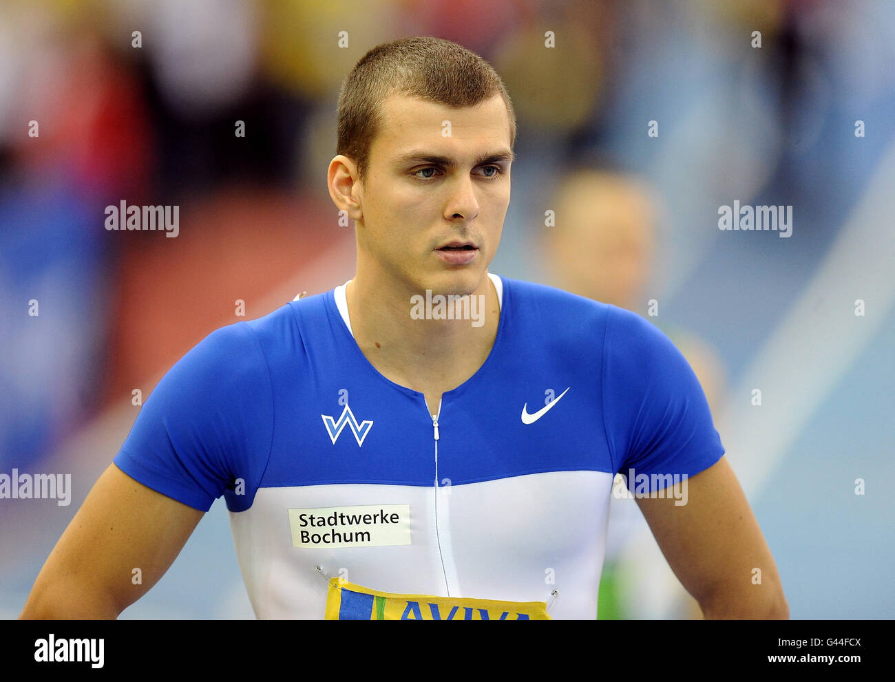 Athletics - Aviva Grand Prix - National Indoor Arena. Germany's Sebastian Ernst competes in the 60 metres Stock Photo