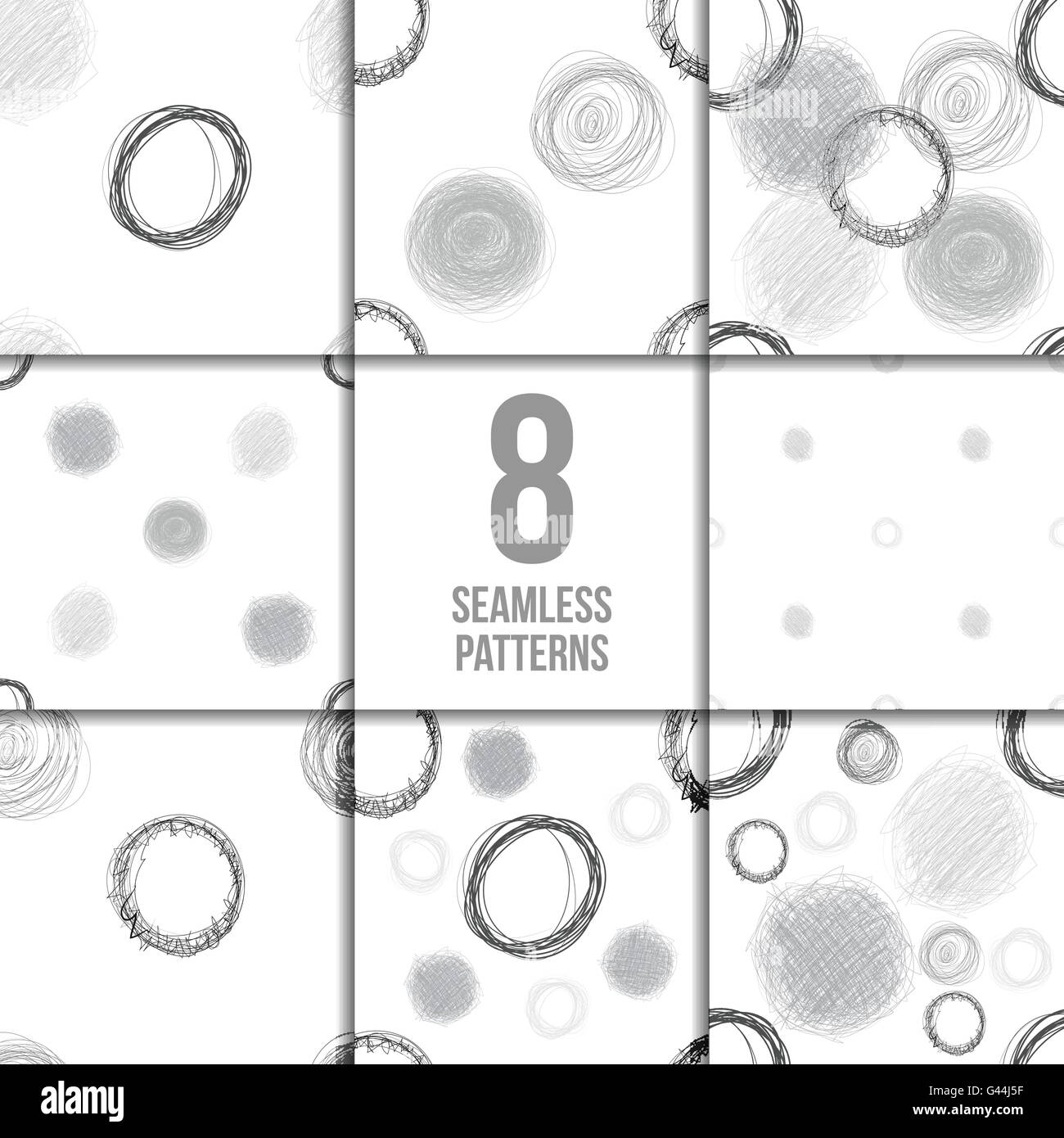 Scribble Circles Seamless Pattern Set Stock Vector Image & Art - Alamy