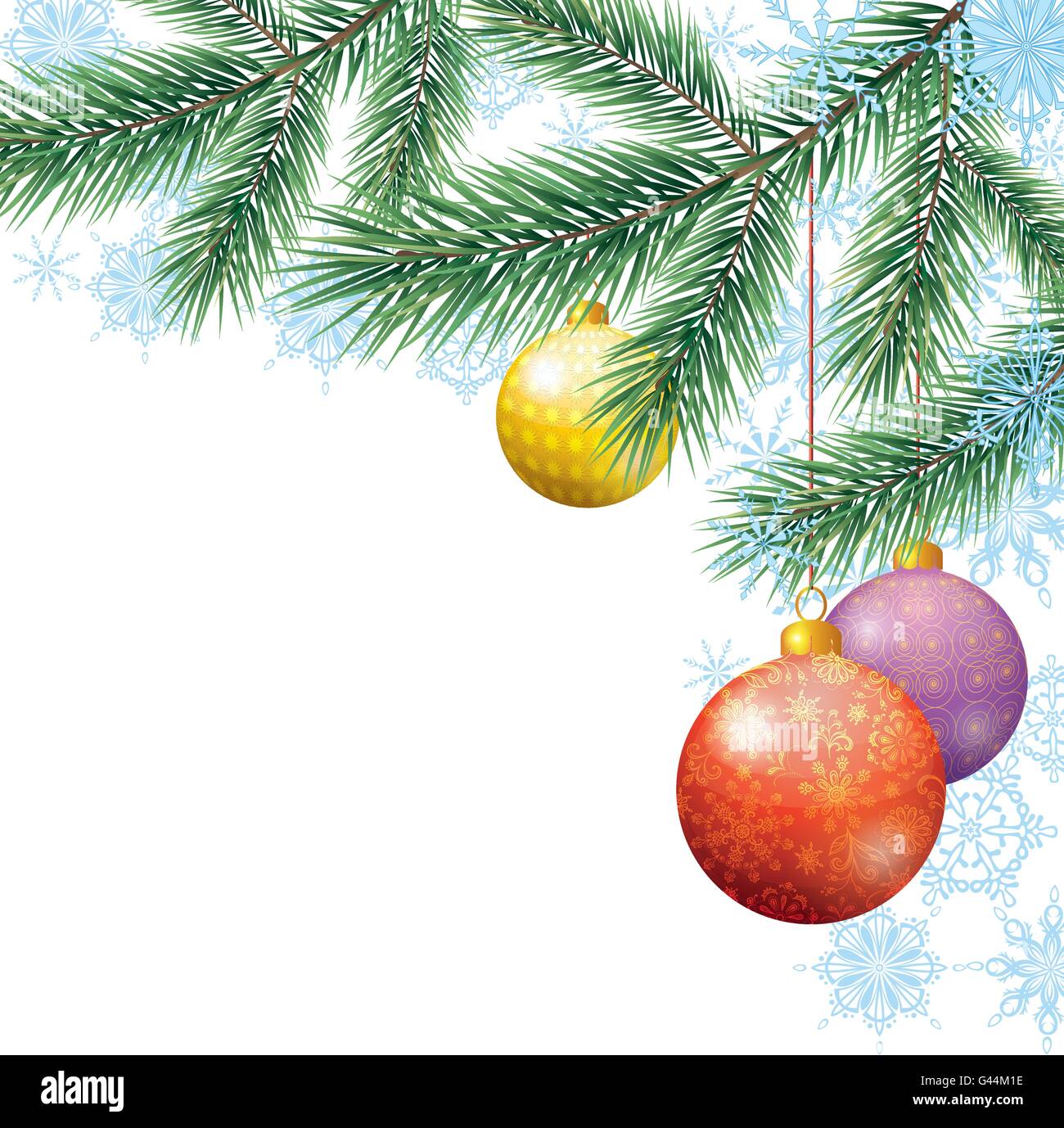 Christmas background with branches and balls Stock Vector Image & Art ...