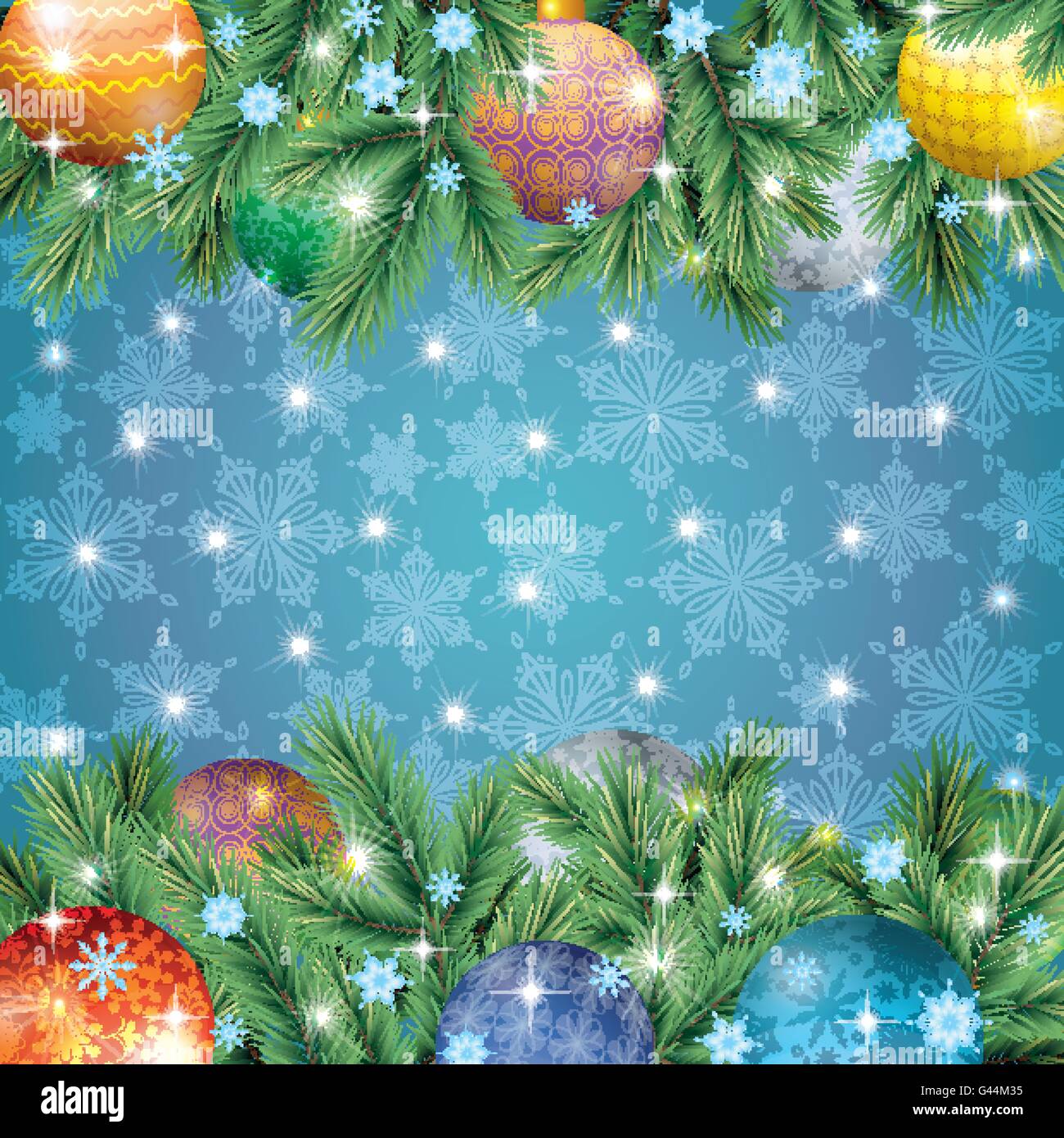 Christmas background with branches and balls Stock Vector Image & Art ...