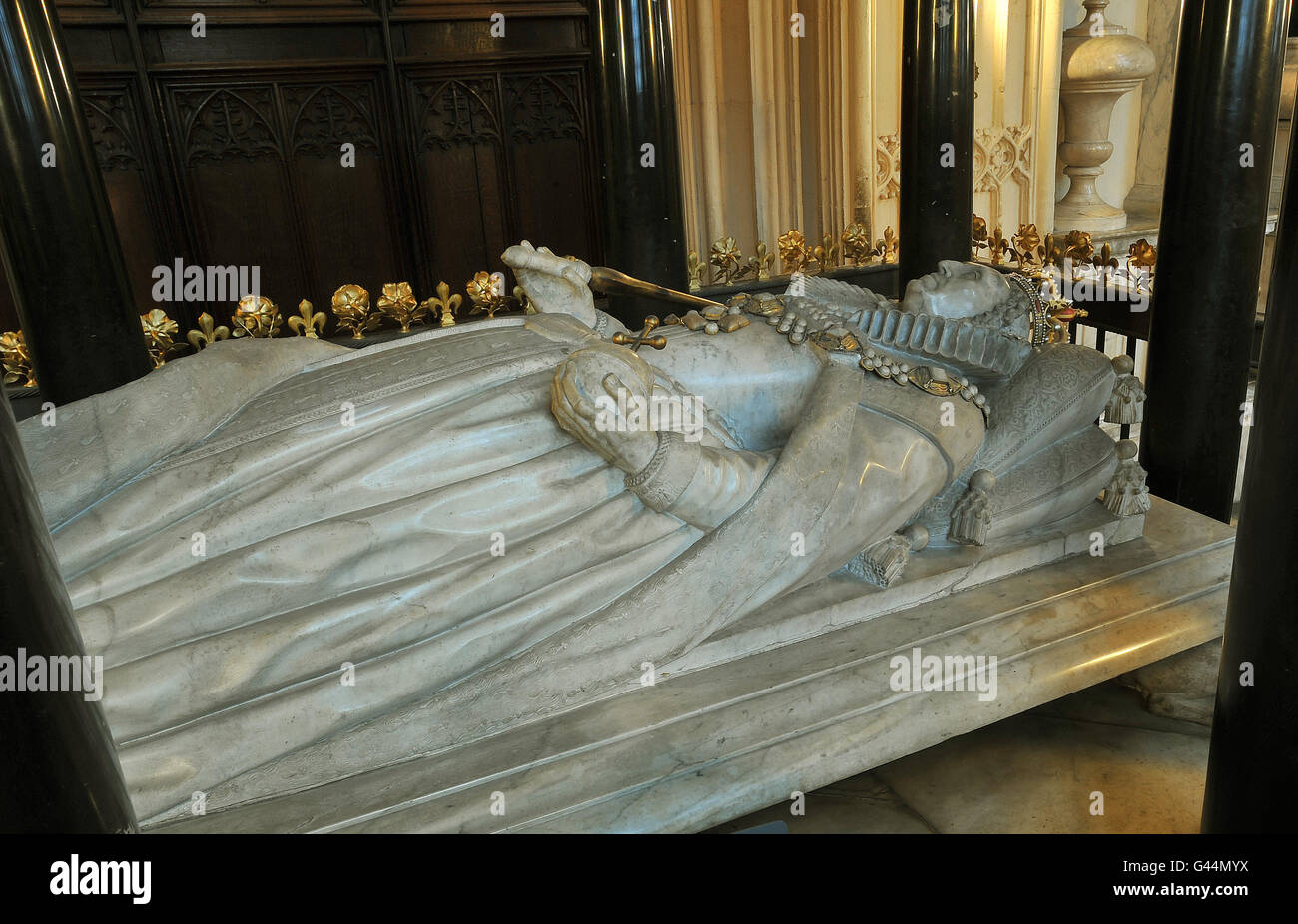 The Tomb of Queen Elizabeth I in Westminster Abbey central London. Stock Photo