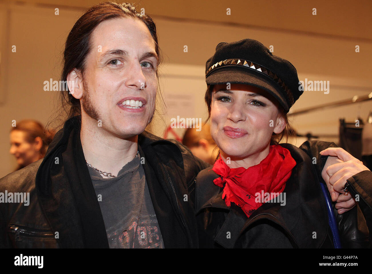 Actress Juliette Lewis with designer Todd Lynn at the Todd Lynn Autumn Winter 2011 show as part of London Fashion Week. Stock Photo