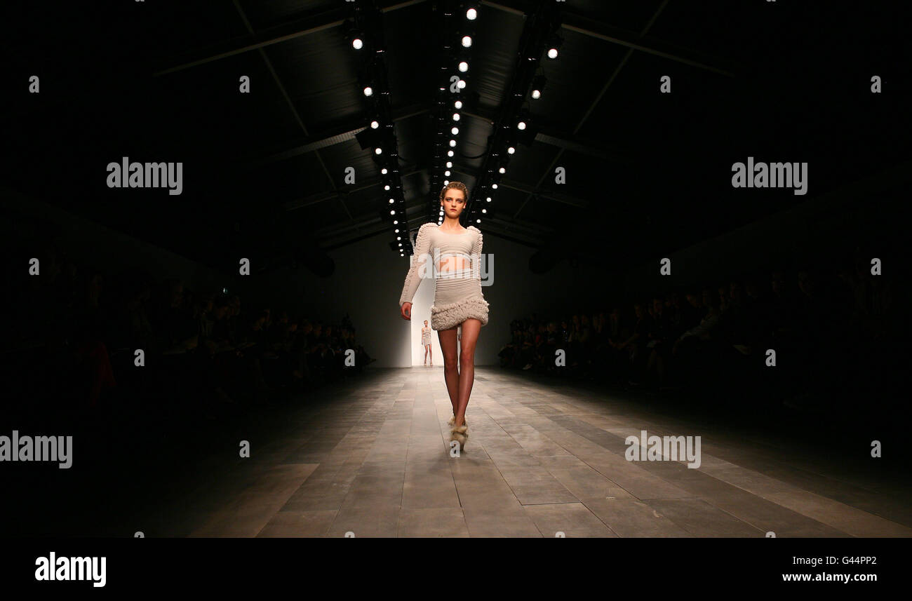 A model on the catwalk during the Mark Fast Catwalk show as part of ...