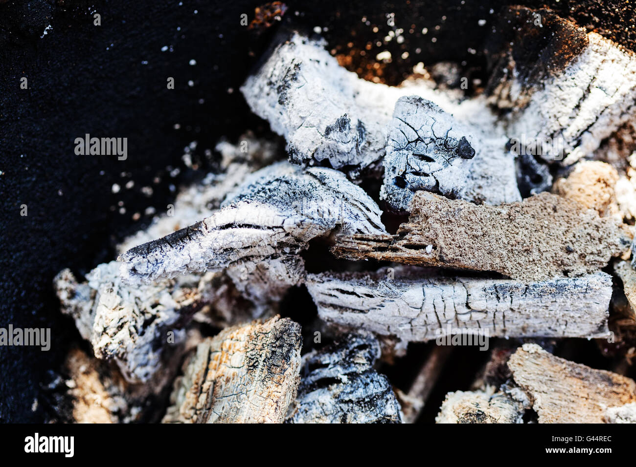 Ash from wood fire in a barbecue Stock Photo Alamy