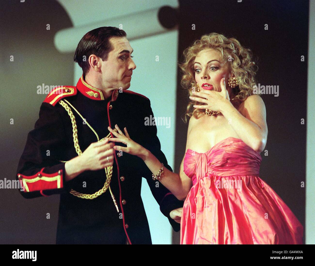 The Piccadilly Theatre in London's West End staged a dress rehearsal for 'Swan Lake' last evening (Saturday). A scene with the Prince (Scott Ambler) and his girlfriend (Emily Piercy. Photo by Jeff Gilbert/PA. Stock Photo
