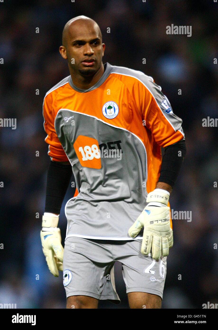 Soccer - Barclays Premier League - Manchester City v Wigan Athletic - City of Manchester Stadium. Ali Al Habsi, Wigan Athletic Stock Photo