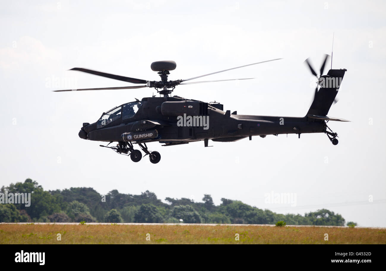 BERLIN / GERMANY - JUNE 3, 2016: Boing AH-64 Apache flights on airport schoenefeld, berlin / germany at june 3, 2016 Stock Photo