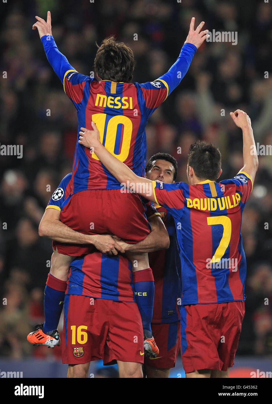 Barcelonas Lionel Messi Celebrates Scoring Their Goal Of The Game Hi ...