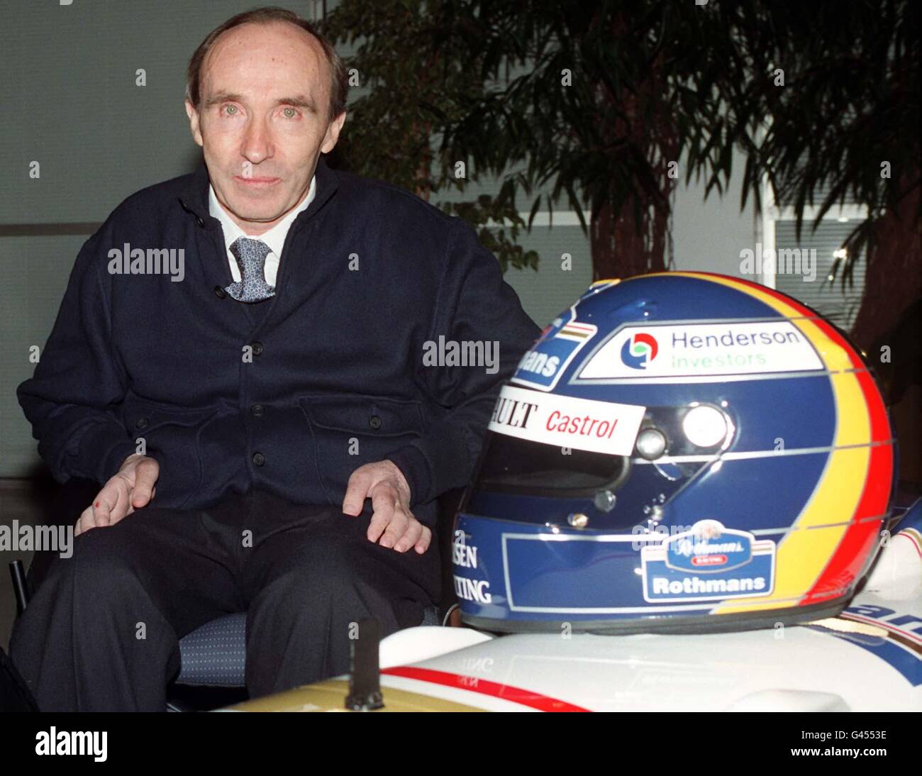 Frank Williams, managing director of Williams Grand Prix Engineering introduced his team's new sponsor Henderson Investors at it's launch in the City of London today (Sunday). See PA Story SPORT Williams. Photo by Derek Cox/PA. A judge in Italy was expected on 16.12.97 to deliver his verdict in the trial of three members of the Williams Formula One team over the death of motor racing legend Ayrton Senna. Williams, his technical director Patrick Head and former chief designer Adrian Newey face manslaughter charges over the star's death at the San Marino grand prix in 1994. Photo by Derek Stock Photo