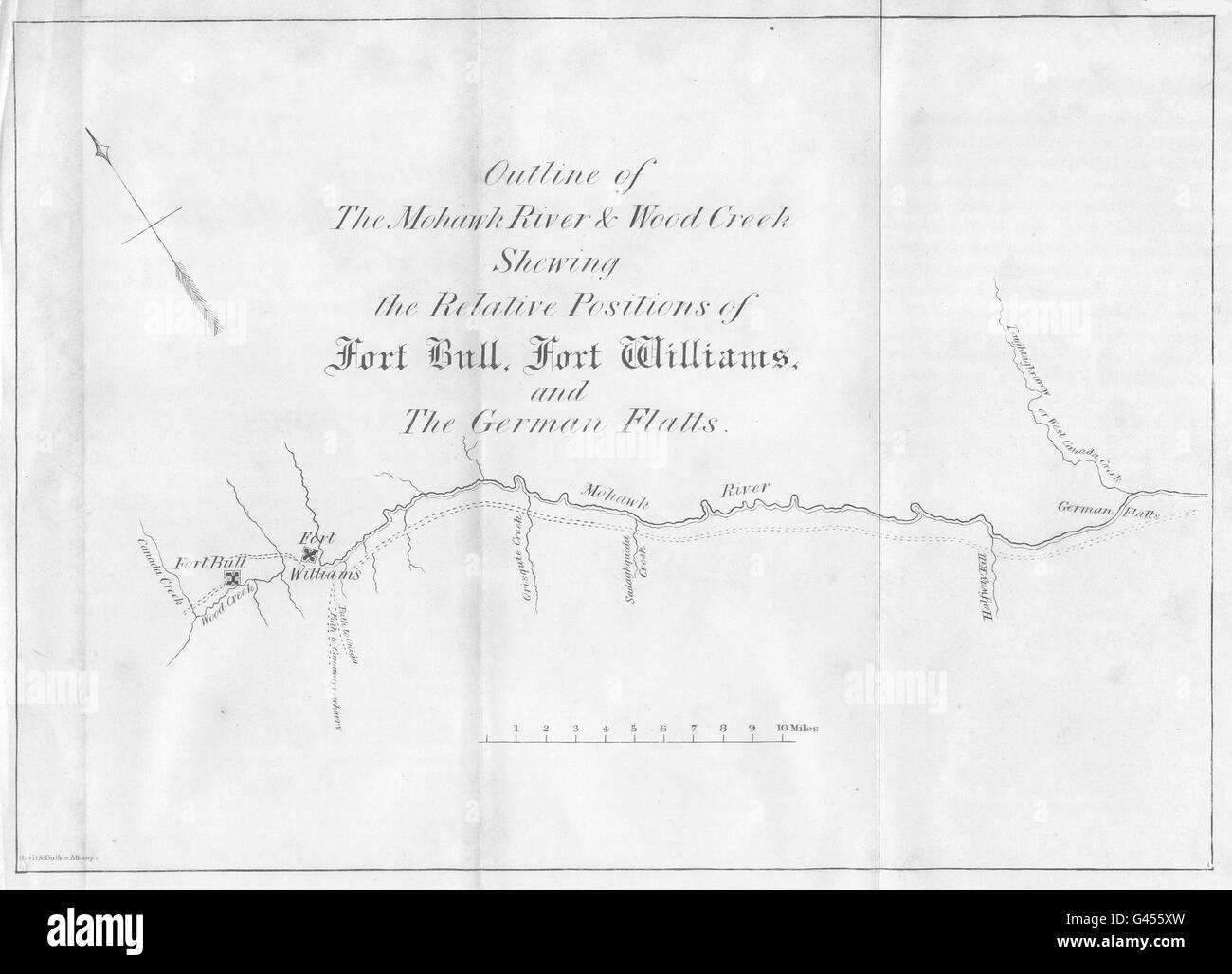 NEW YORK: Mohawk river Fort Bull,Williams.German Flatts.Utica.Rome, 1849 map Stock Photo