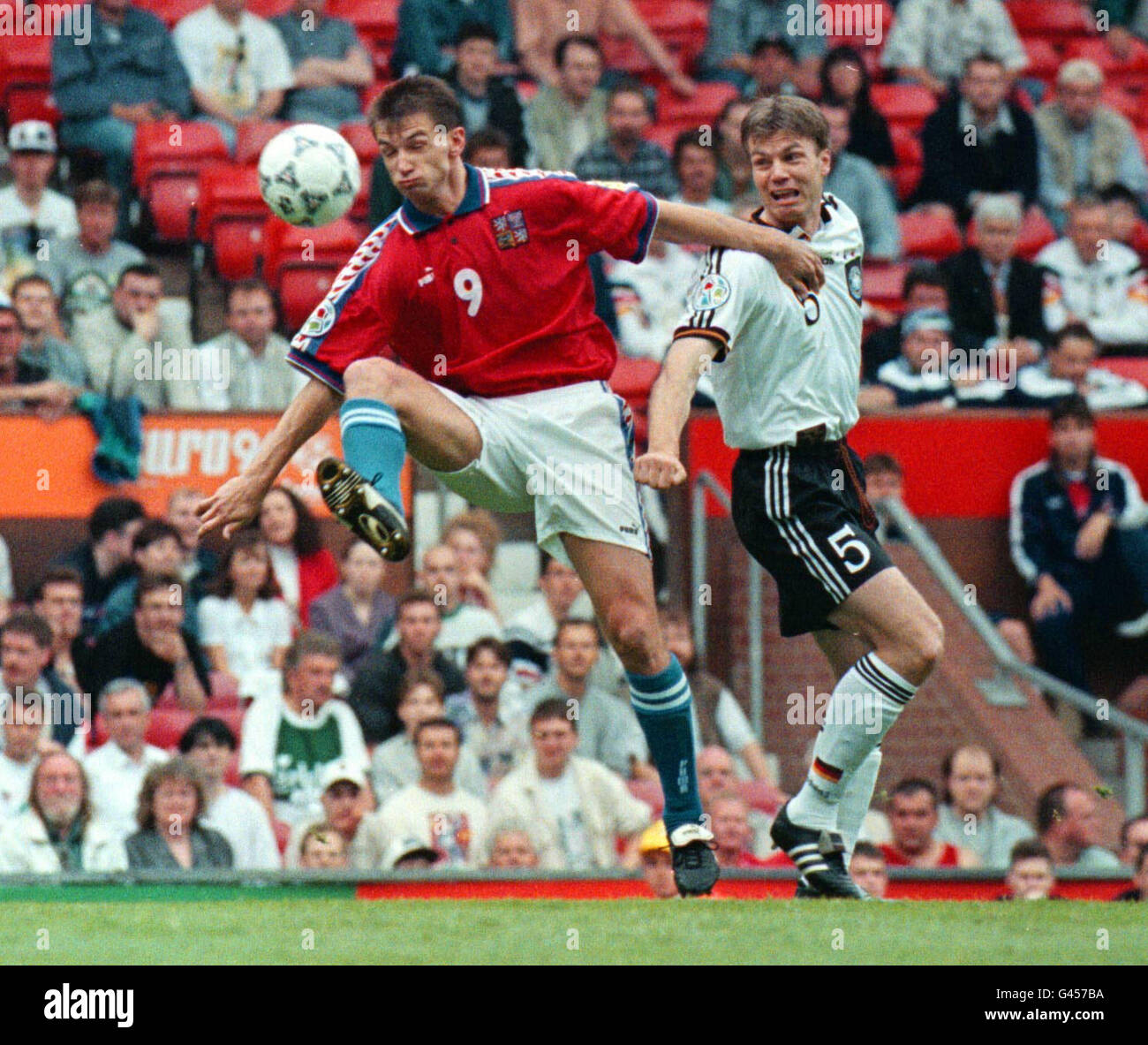 Czech Republic's Pavel Kuka shields the ball from Germany's Thomas