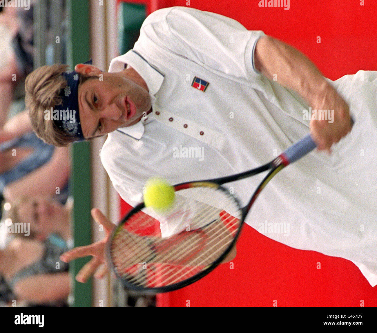 Britain's Greg Rusedki on his way to a 7-6 6-3 win over Laurence Tieleman of Italy in the Stella Artois Grass Court Championships in London this afternoon (Monday). Stock Photo