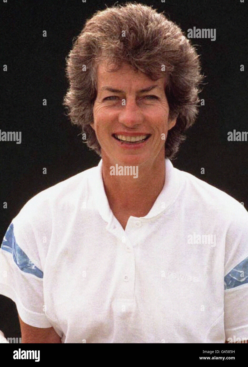 Former Wimbledon champion Virginia Wade, winner of the 1977 women's singles title, at Queen's Club today (Sunday) for the launch of a new initiative for young tennis players. Soap powder manufacturers Persil will be offering all Persil products at 1977 prices for the second week of the Wimbledon Championships and for every coupon redeemed will make a donation to the Lawn Tennis Association to help fund British youth tennis. Stock Photo