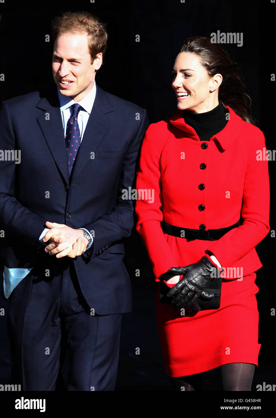 Kate middleton during a visit to the st andrews university hires stock