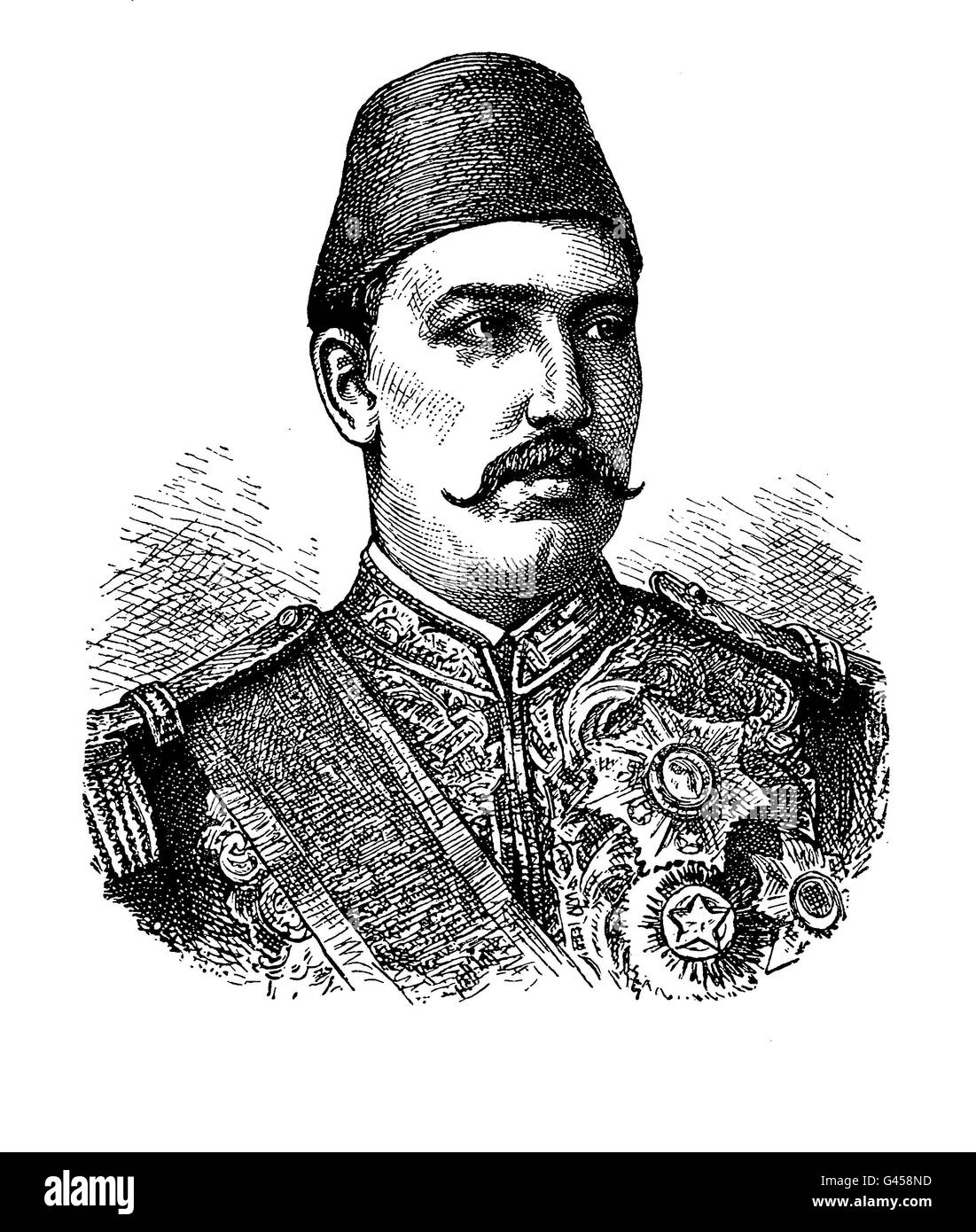Muhammed Tewfik Pasha of Egypt portrait Stock Photo
