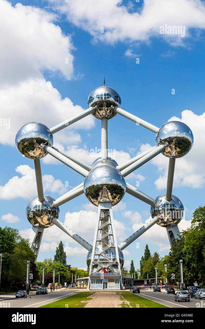 The Atomium in Brussels, Belgium, at the exhibition grounds, Stock Photo