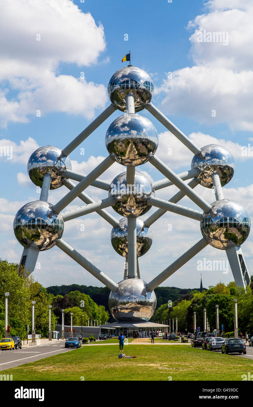 The Atomium in Brussels, Belgium, at the exhibition grounds, Stock Photo